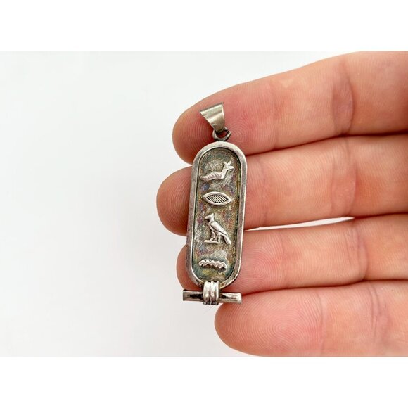 Sterling Silver Egyptian Pergament Hieroglyph Vintage Charm | Pendant | Trinket - Picture 8 of 8